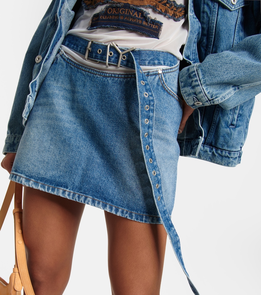 Cut-out denim miniskirt