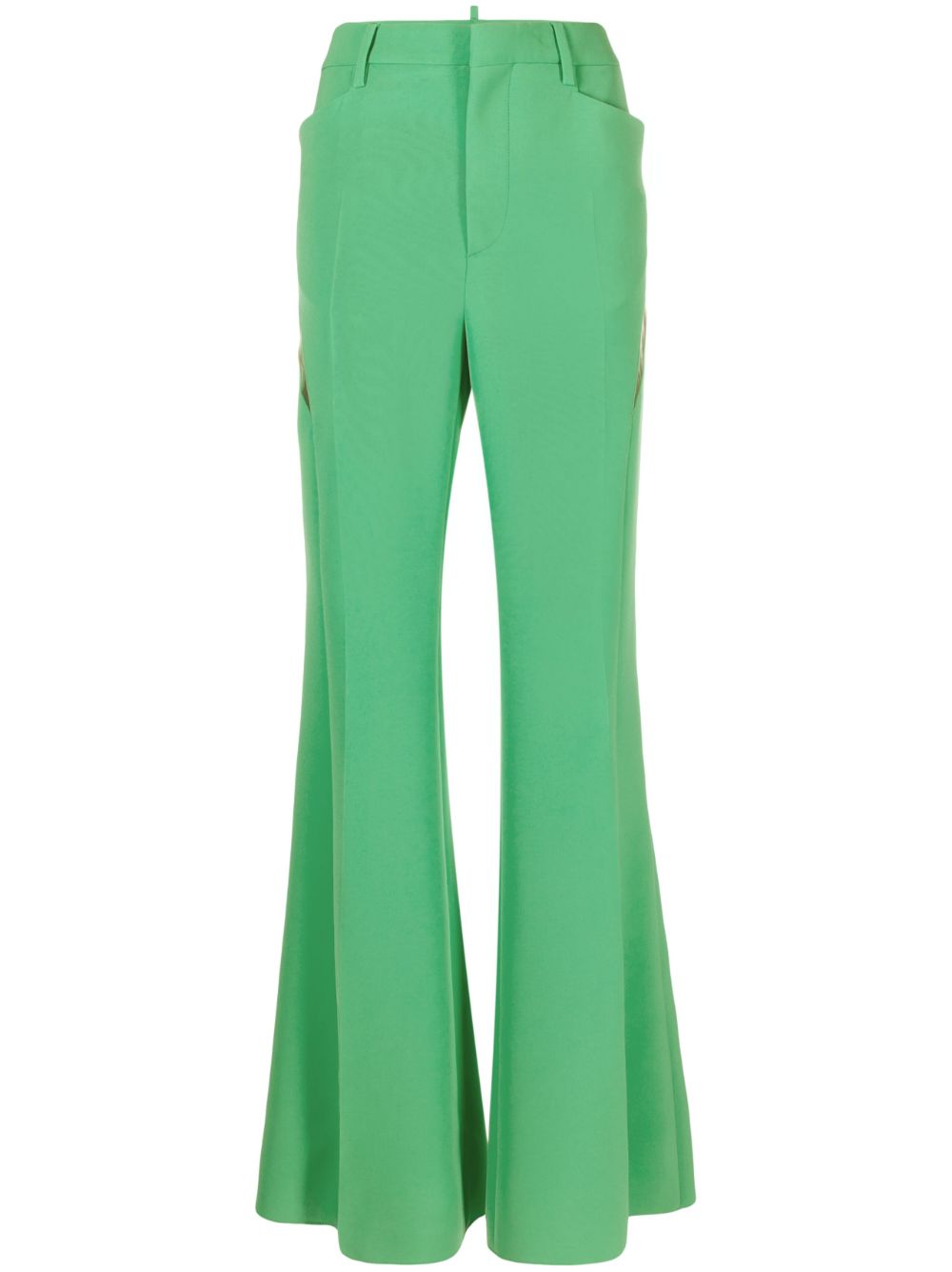 Cut-out mesh detail flared trousers - Pink
