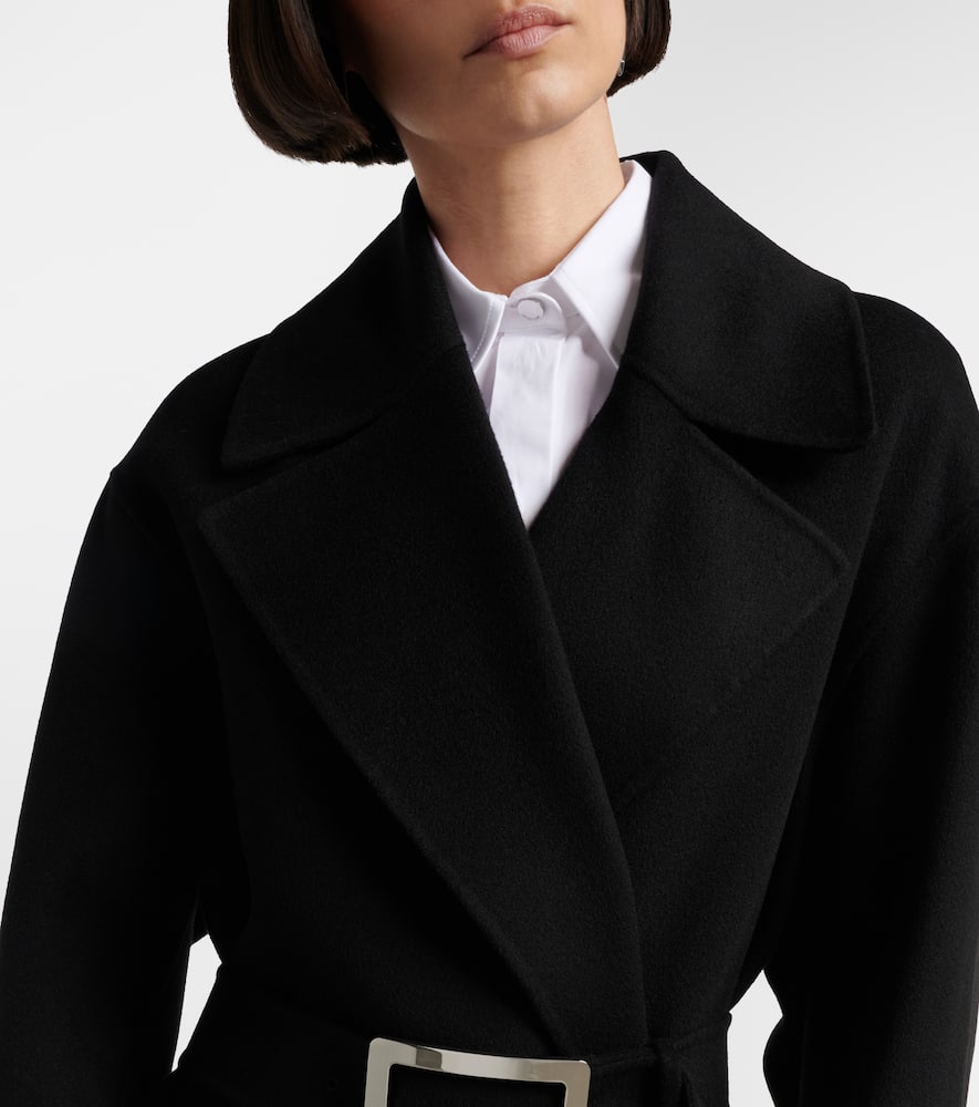 Belted virgin wool wrap coat