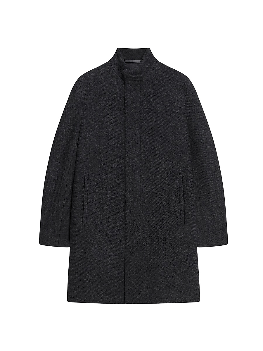 Men's Belvin Melton-Textured Wool-Blend Coat - Charcoal Melange
