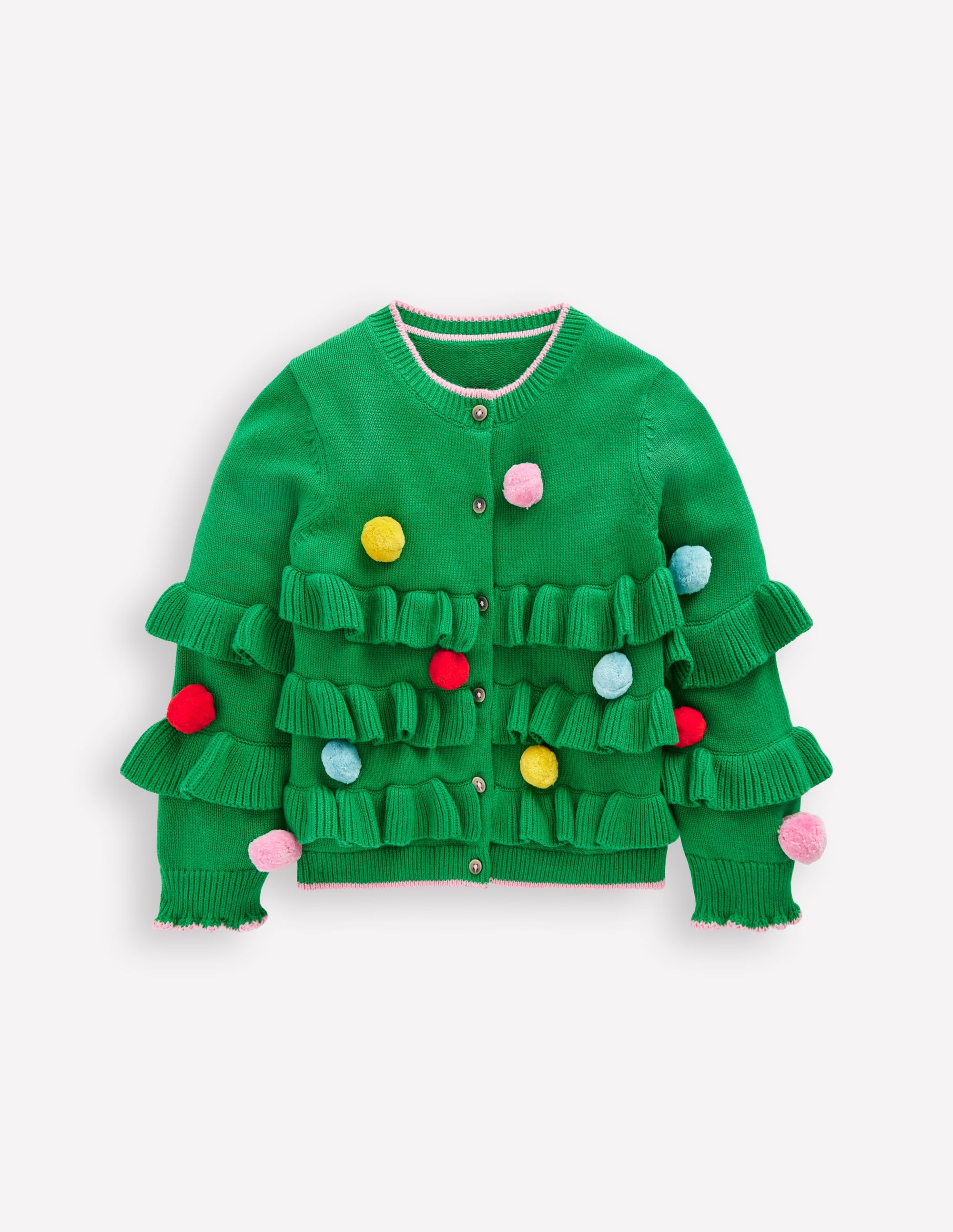 Festive Logo Cardigan Rich Emerald Christmas Tree 