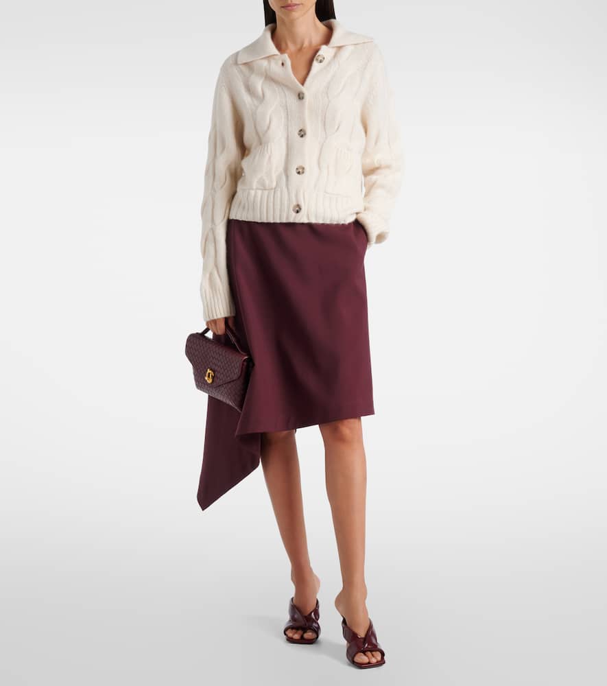 Cable-knit cashmere and silk cardigan