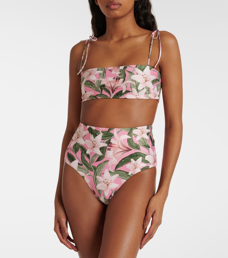 Magenta floral high-rise bikini bottoms