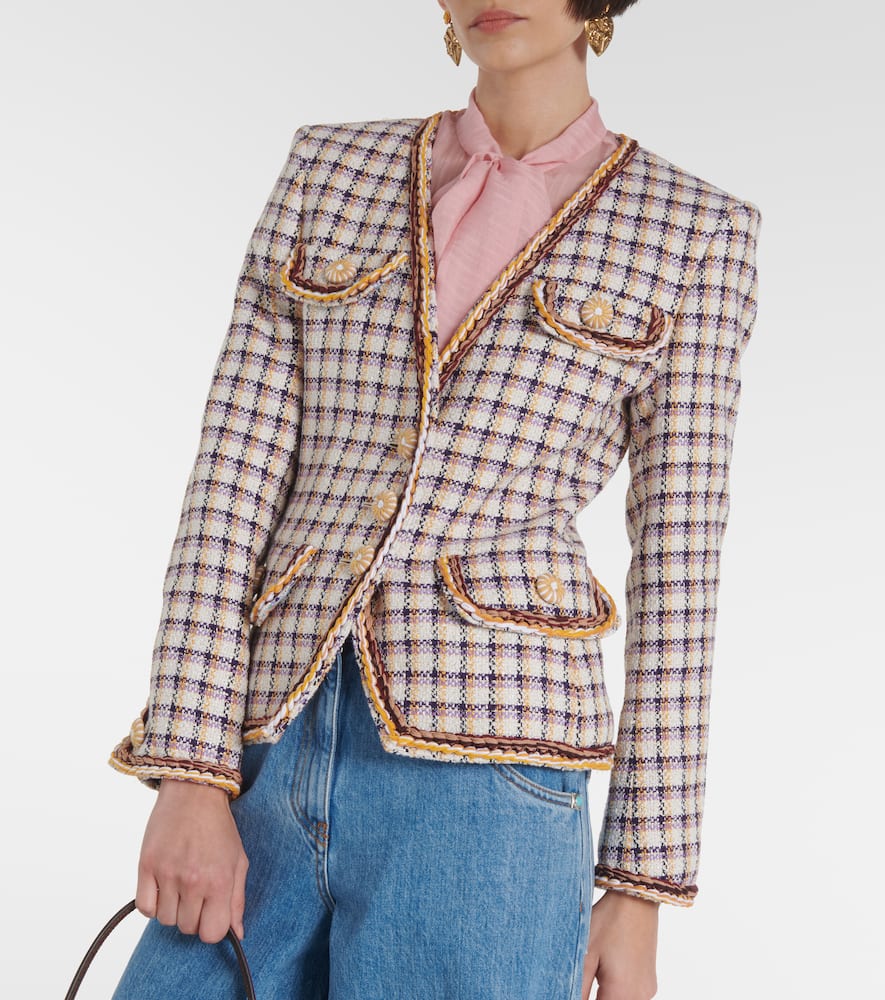 Checked cotton-blend jacket