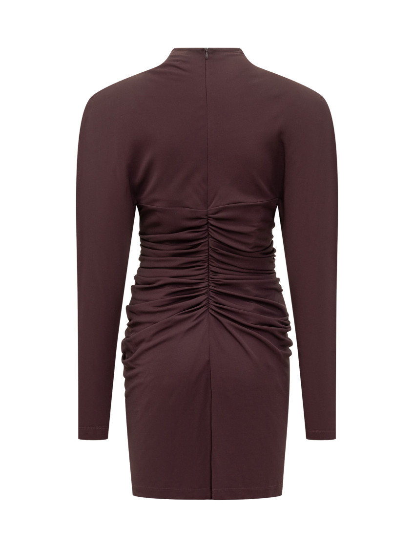 High-neck Ruched Mini Dress
