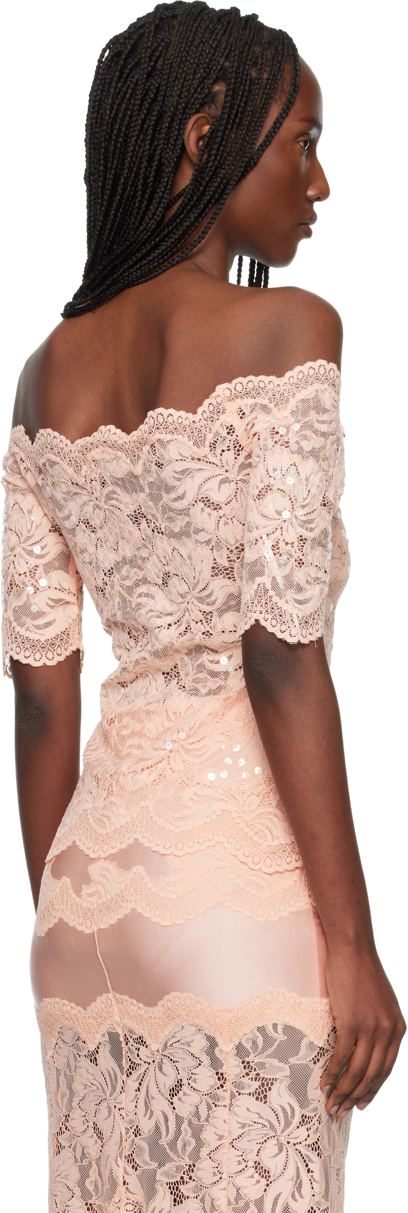Pink Off The Shoulder Lace Top