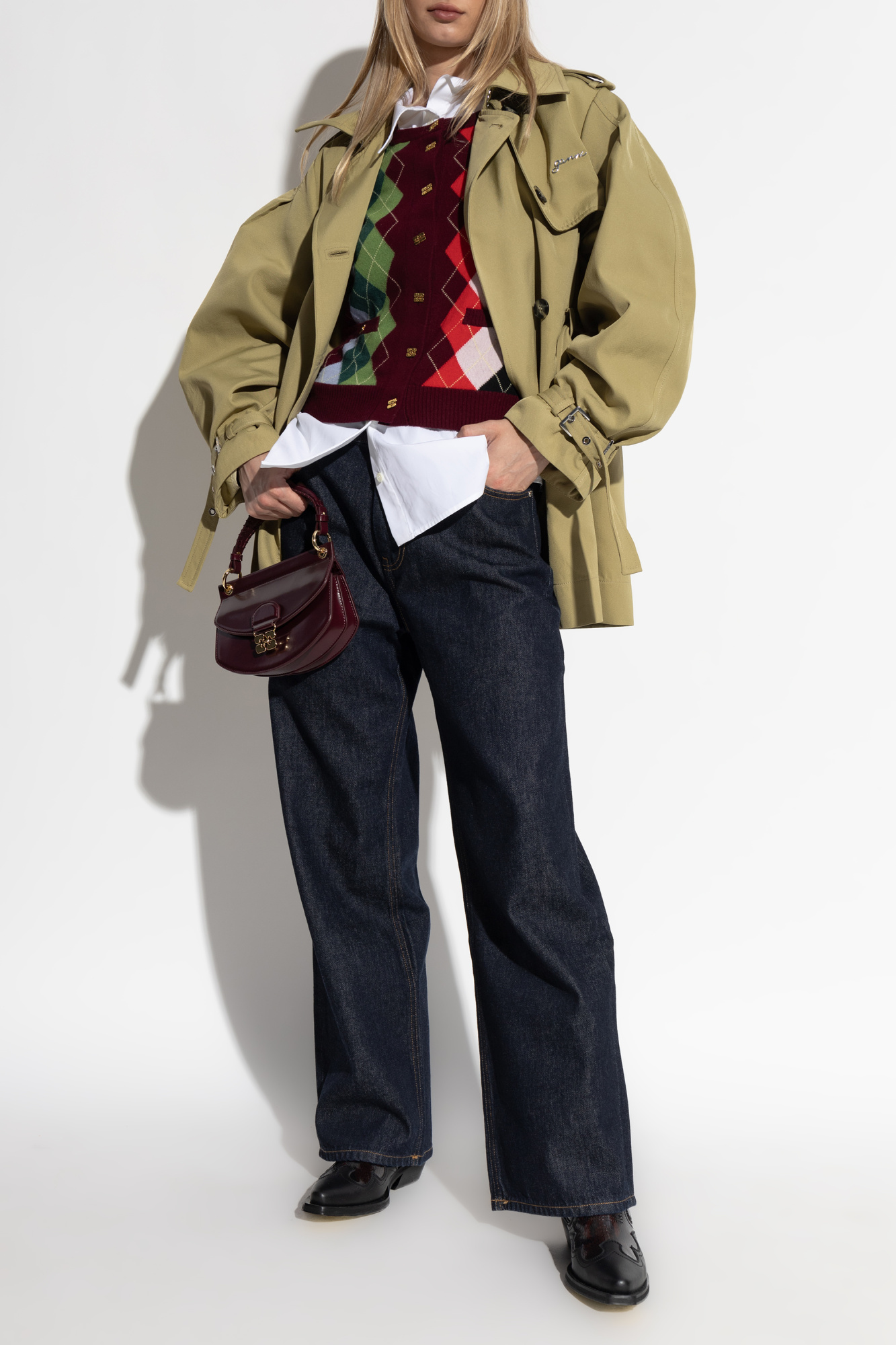 Cardigan With Pockets, Women's, Burgundy