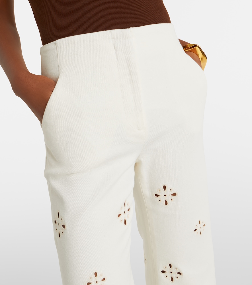 Komi eyelet cotton twill flared pants