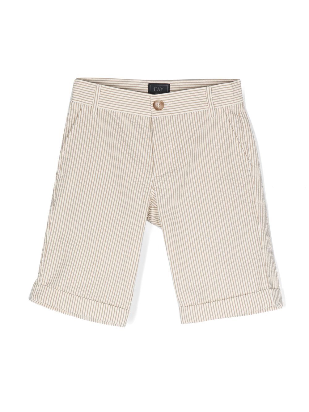 Stripe-print turn-up shorts - Neutrals