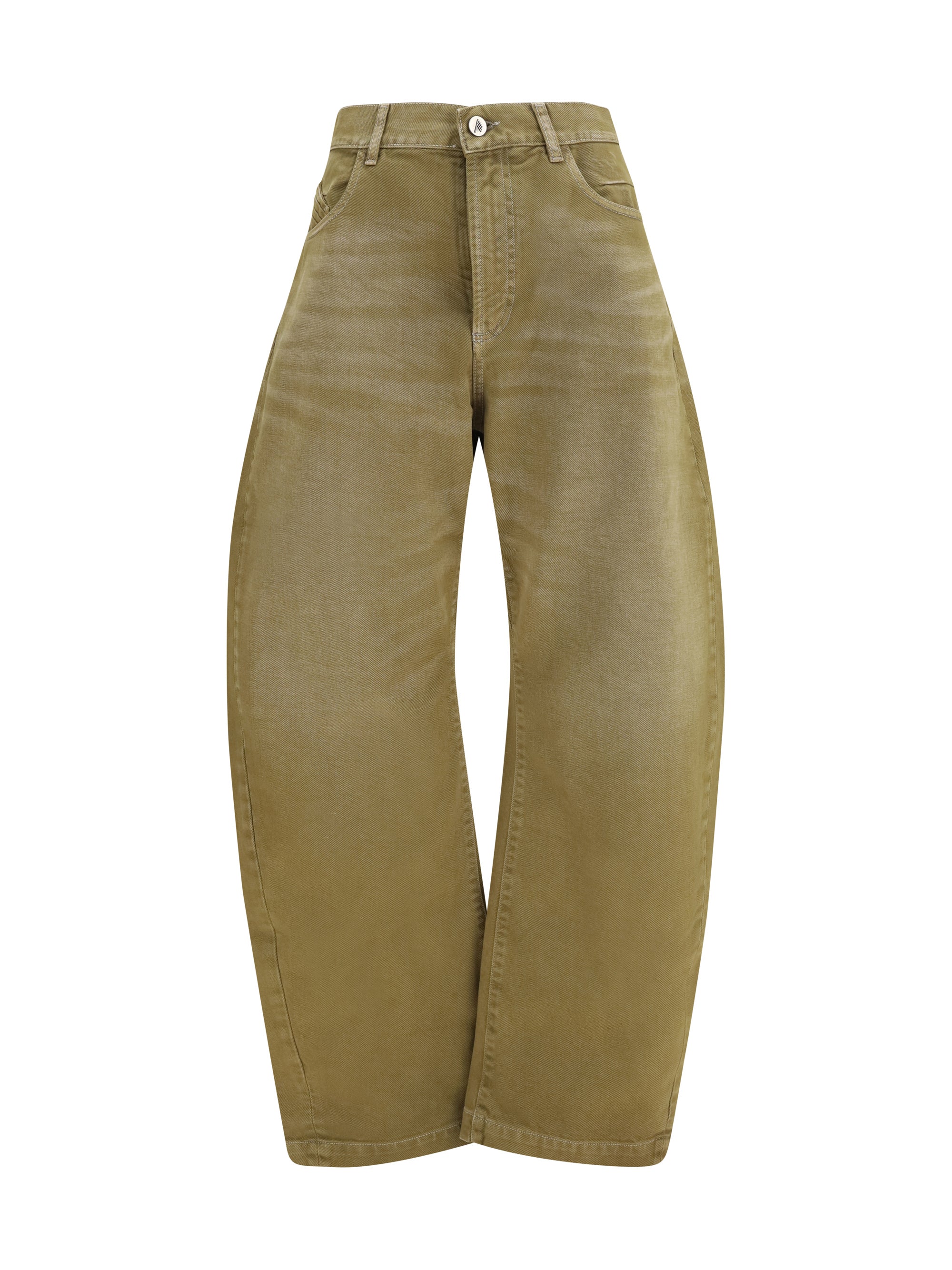 Wide-Leg Cotton Jeans — Beige