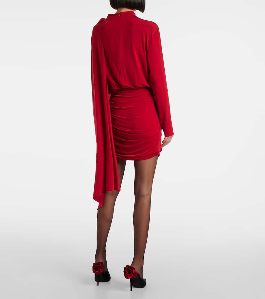 Caped cupro-blend minidress