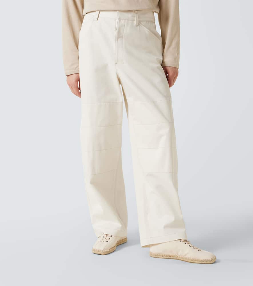 Cotton drill barrel-leg pants