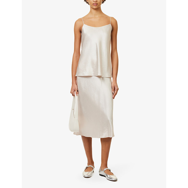 Womens Champagne Scoop-neck Satin Camisole top XS