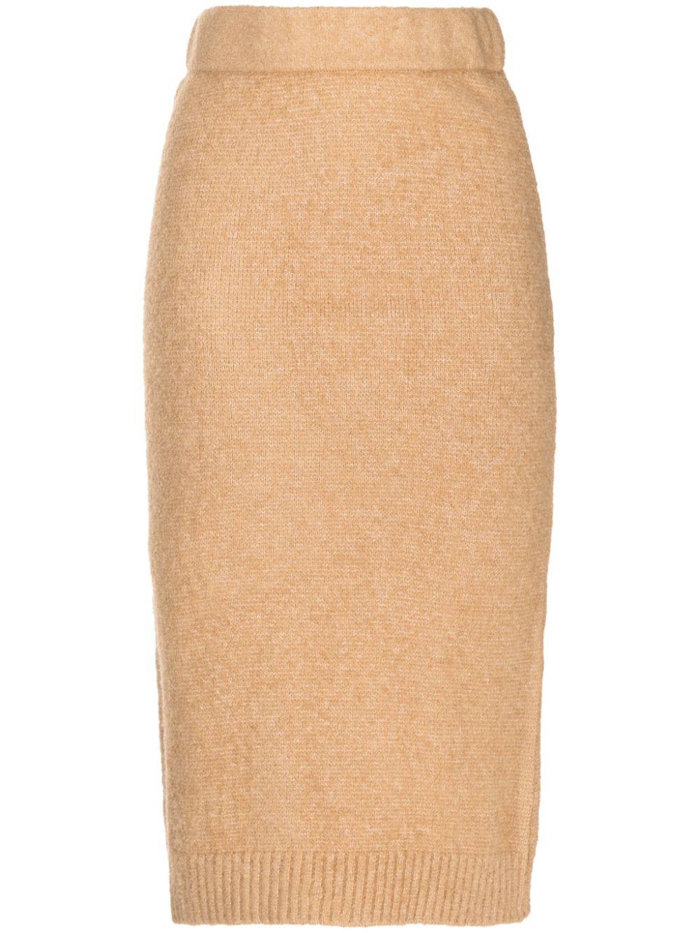 High-waist knitted skirt - Brown