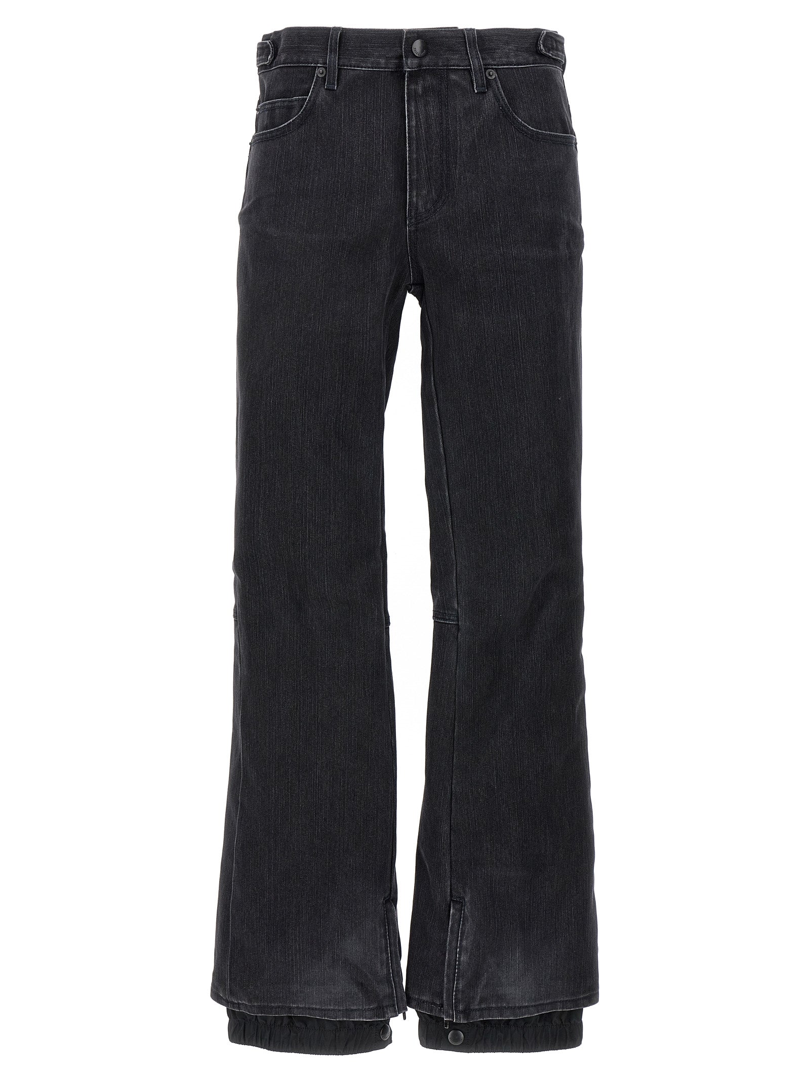 Water-Resistant Flared Denim Jeans — Black