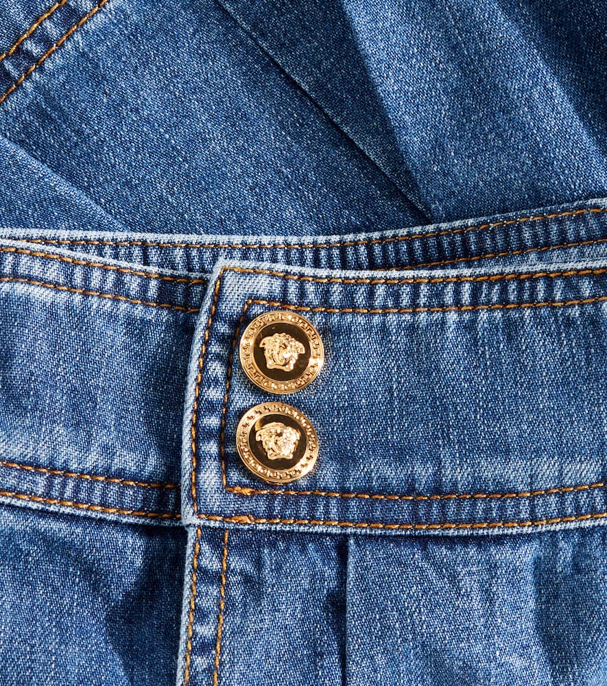 Versace Kids Pleated denim skirt