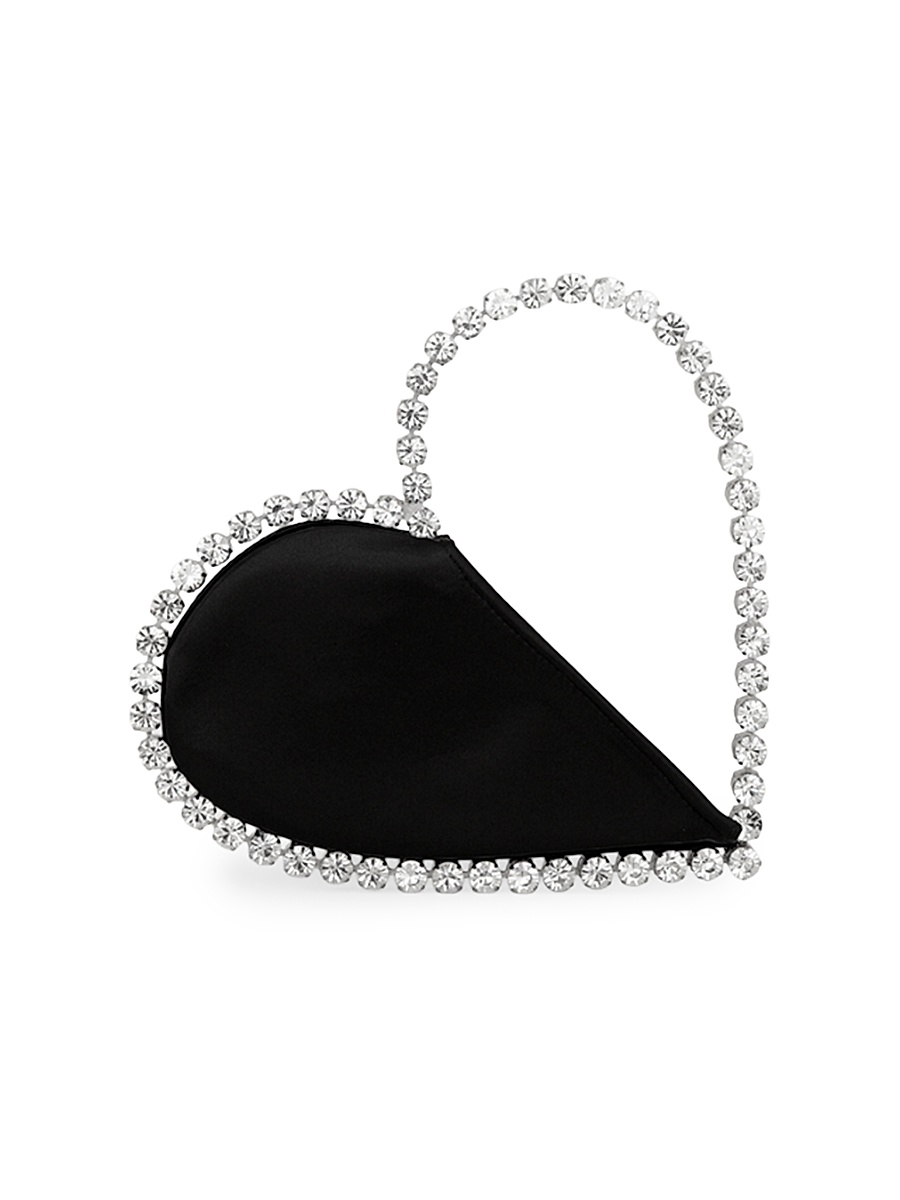 Women's Love Crystal-Embellished Leather Clutch - Black