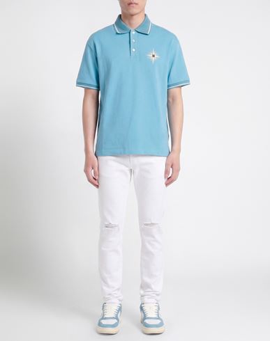 Man Polo shirt Sky blue Size M Cotton