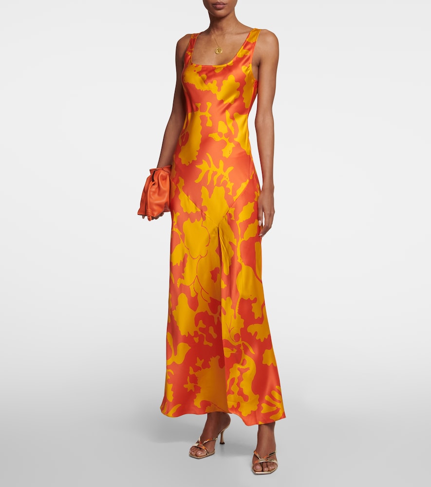 SIR Printed silk maxi dress