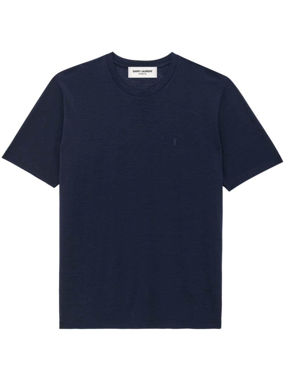 Logo-embroidered wool-silk blend T-shirt - Blue