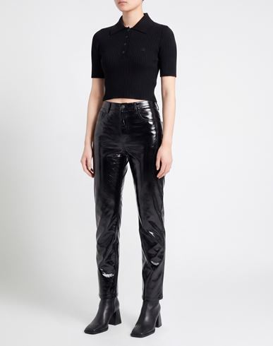 Courrèges Woman Polo shirt Black Size M Viscose, Polyester