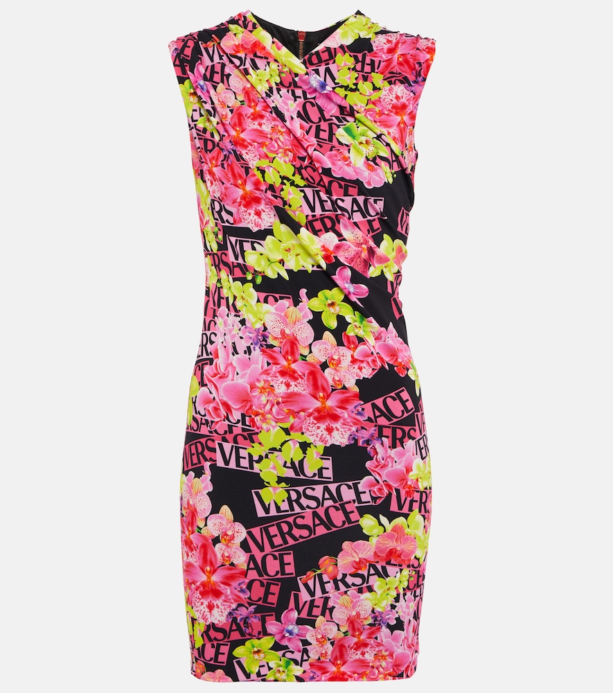 Versace Floral-print jersey minidress