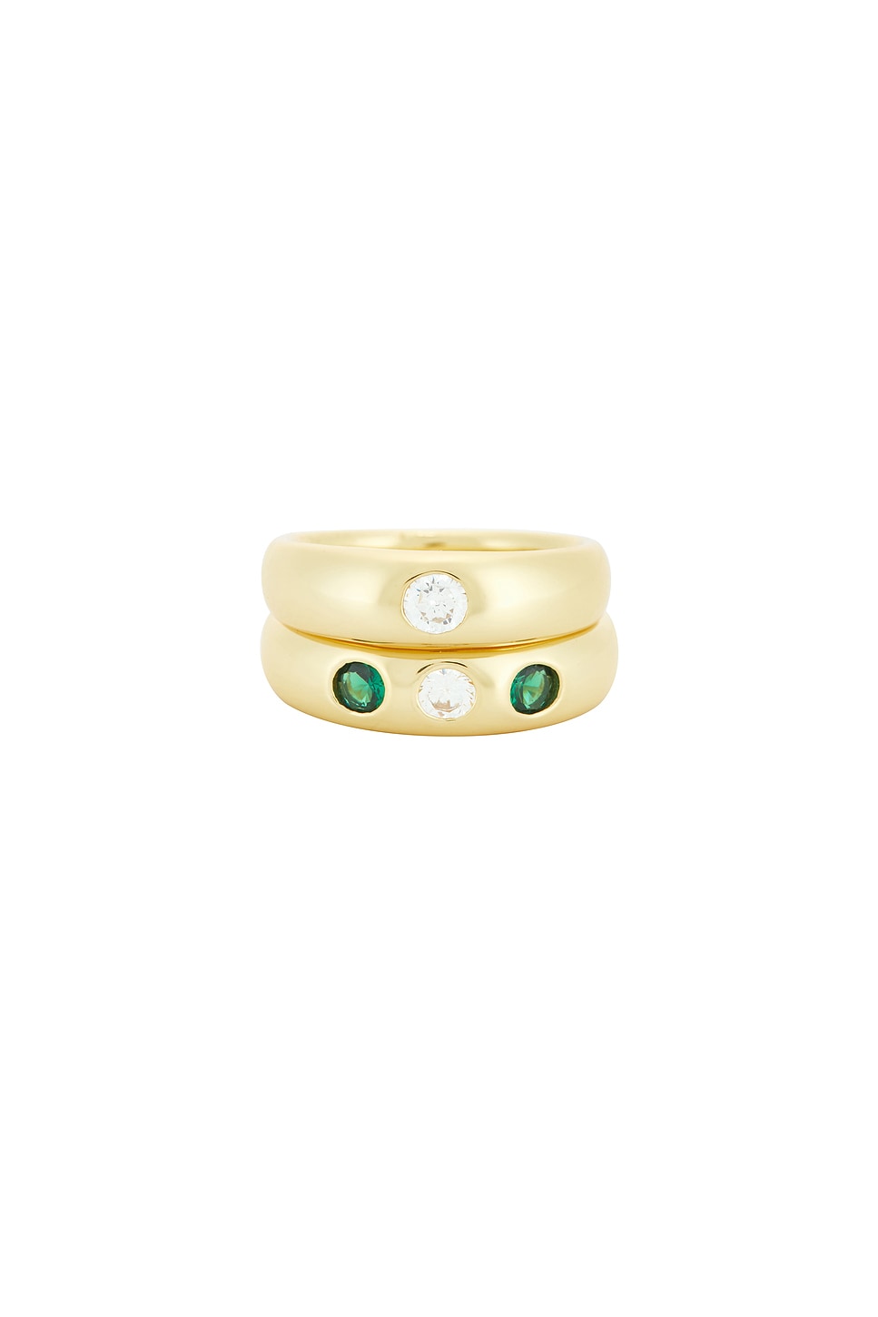 MEGA Emerald And Clear CZ Pinky Ring Set in Sterling & 14k Gold Vermeil - Metallic Gold. 3 also