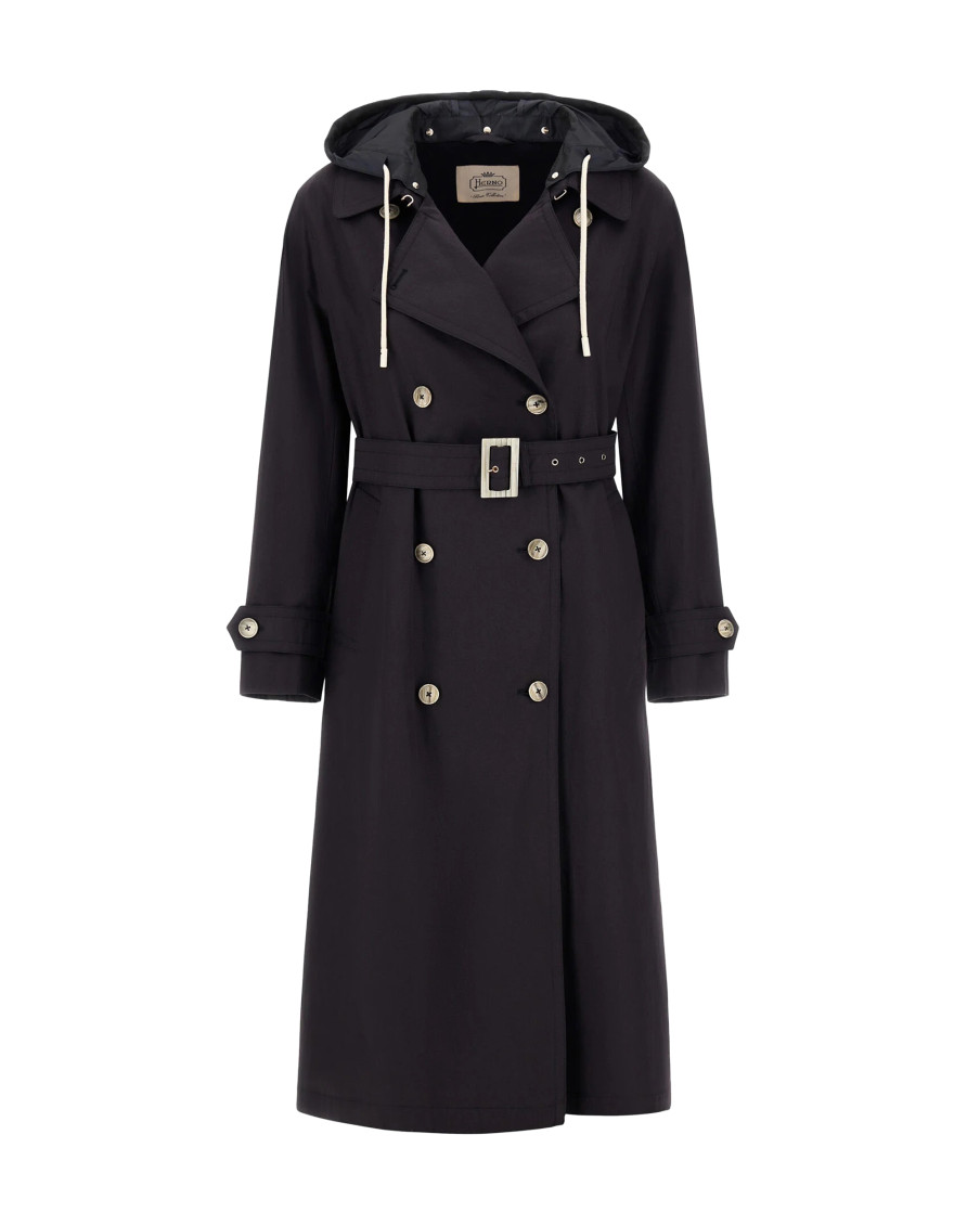 Black Hood Trench Coat