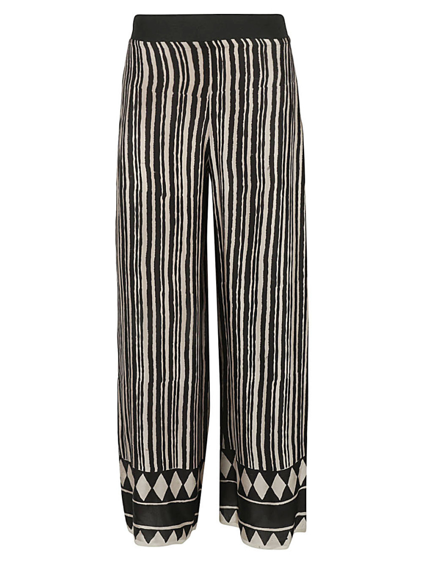Beige Striped silk trousers