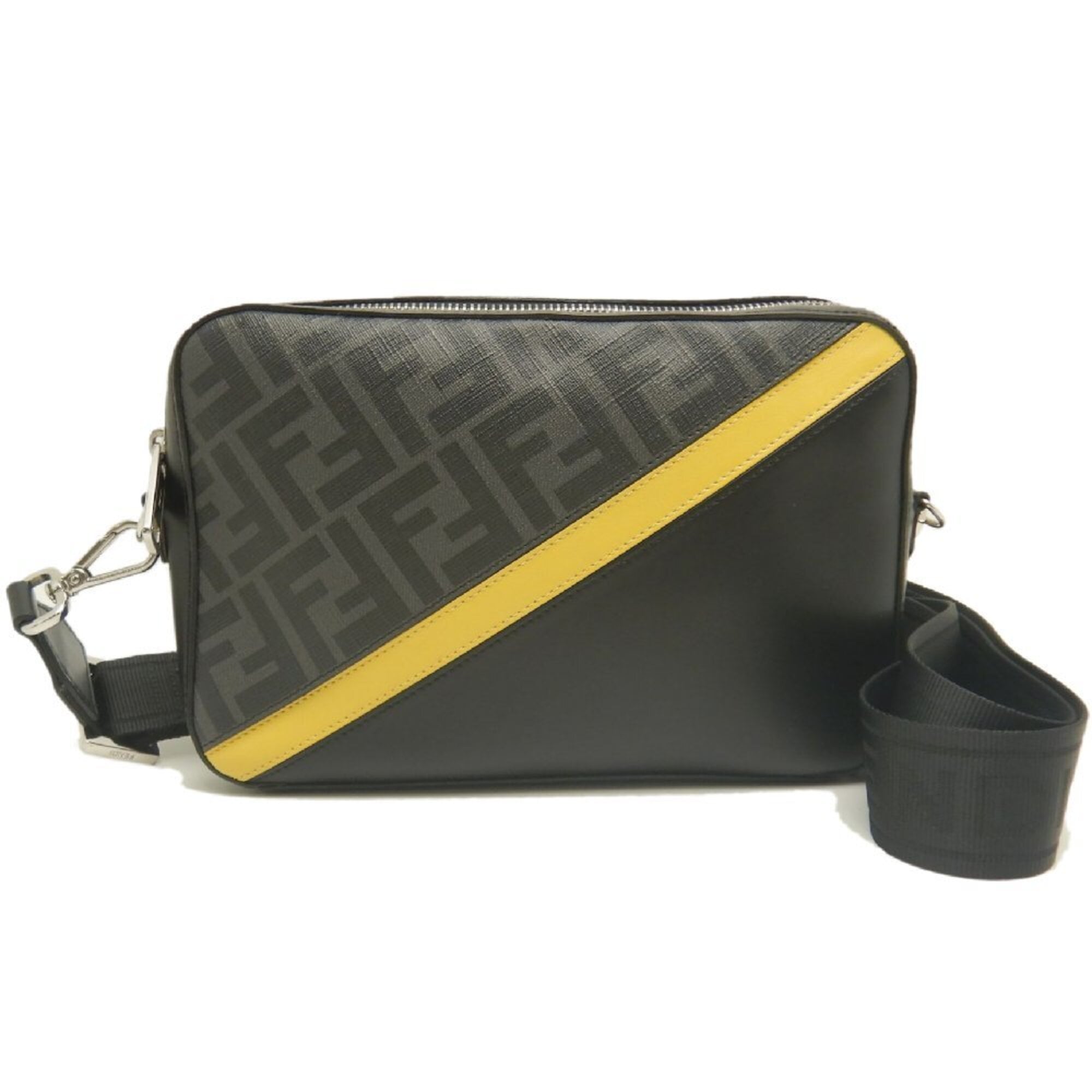 Fendi Black Yellow Coated Canvas Shoulder Bag Pre-Owned