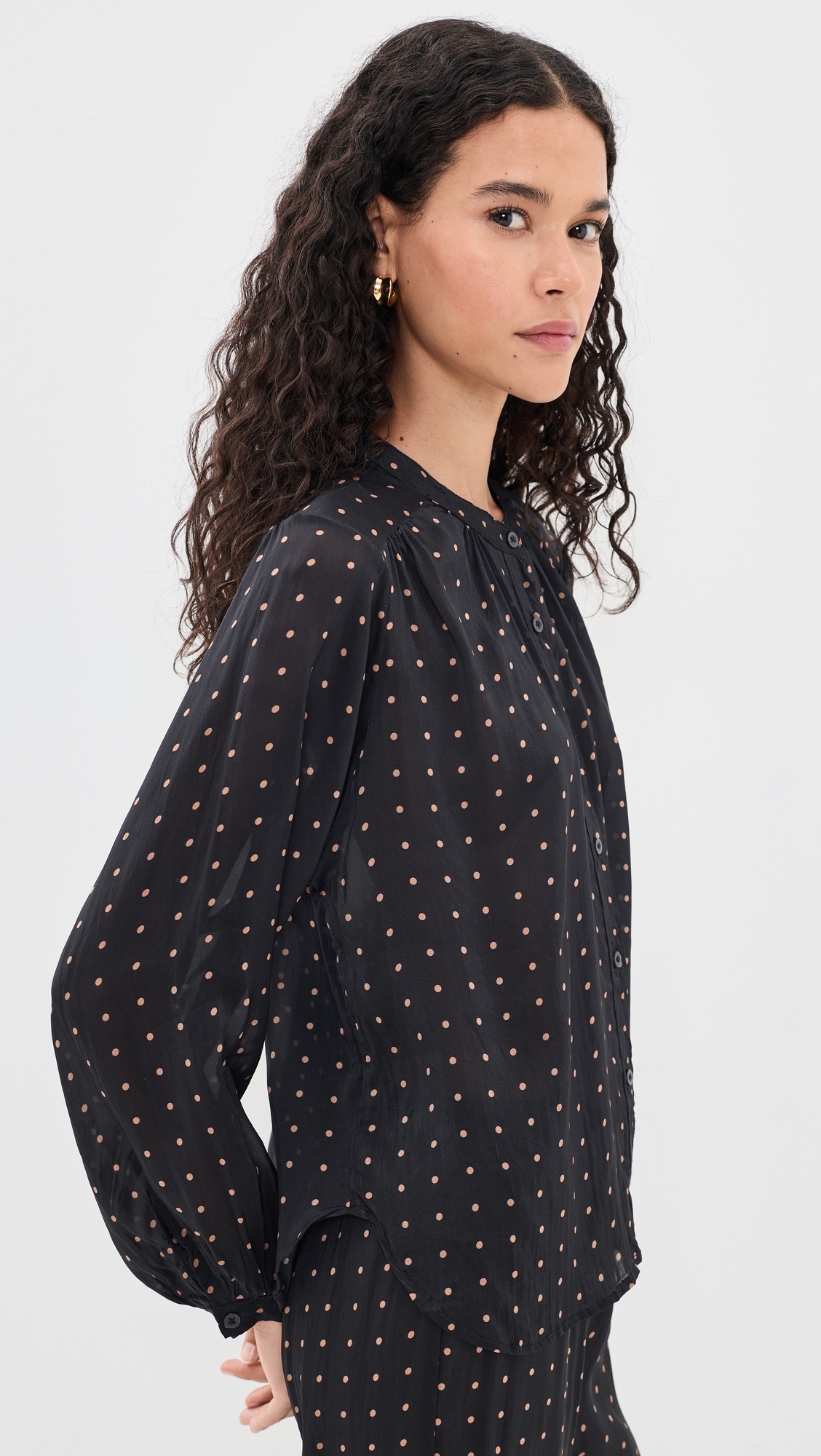 Tolan Shirt Petite Polka Dot Black & Tan
