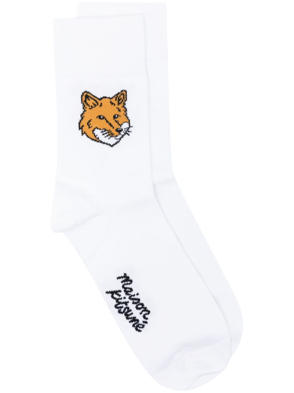 Fox-motif cotton-blend socks - White