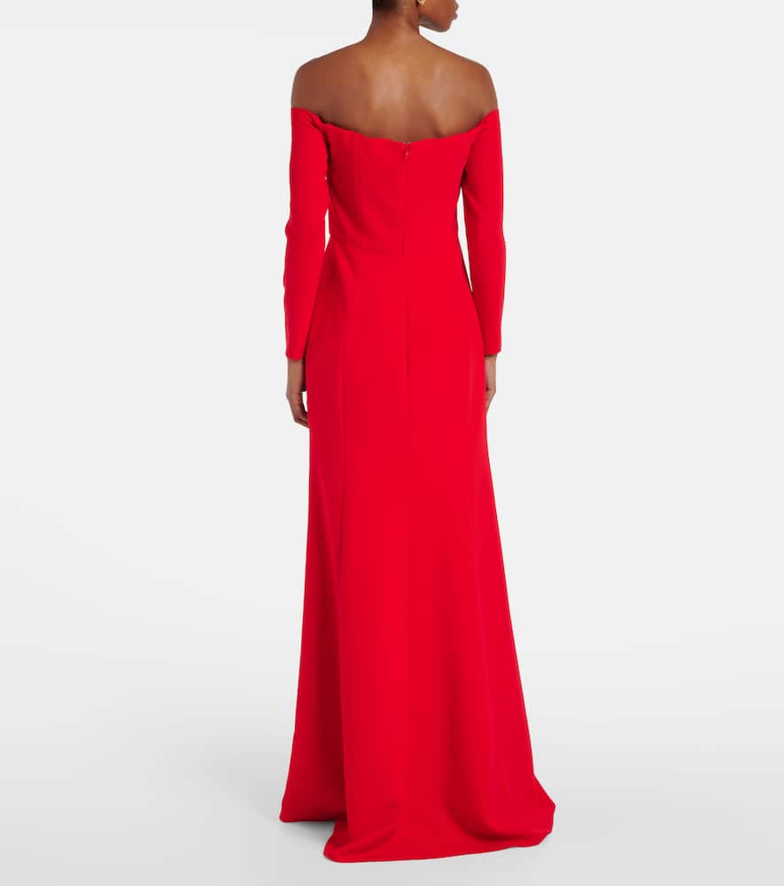 Off-shoulder gathered crêpe gown