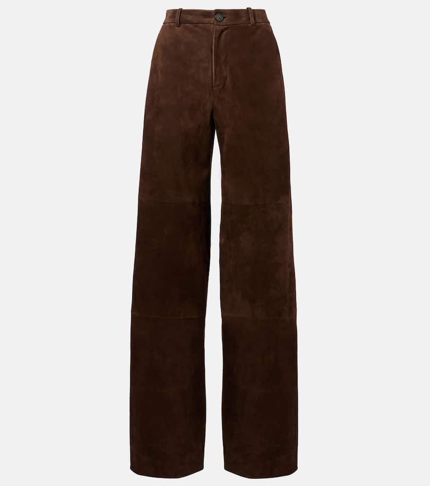 Leather straight pants
