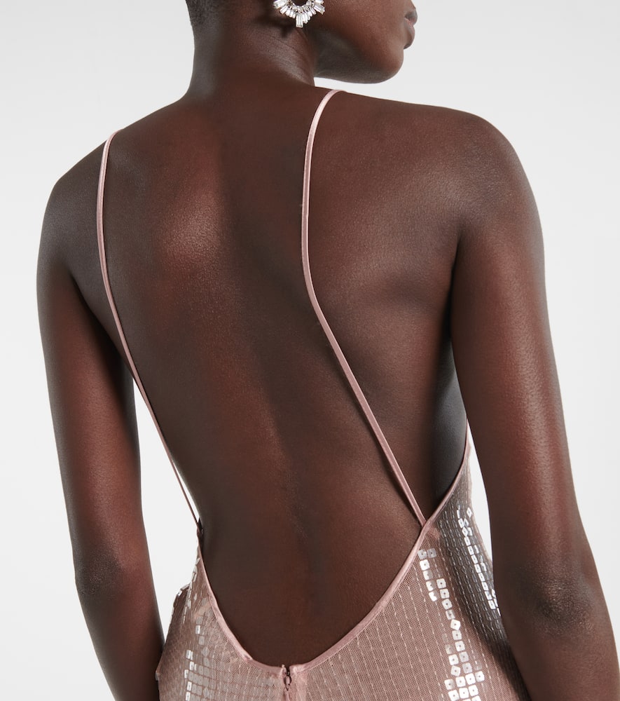 Claudie sequined sheer maxi dress