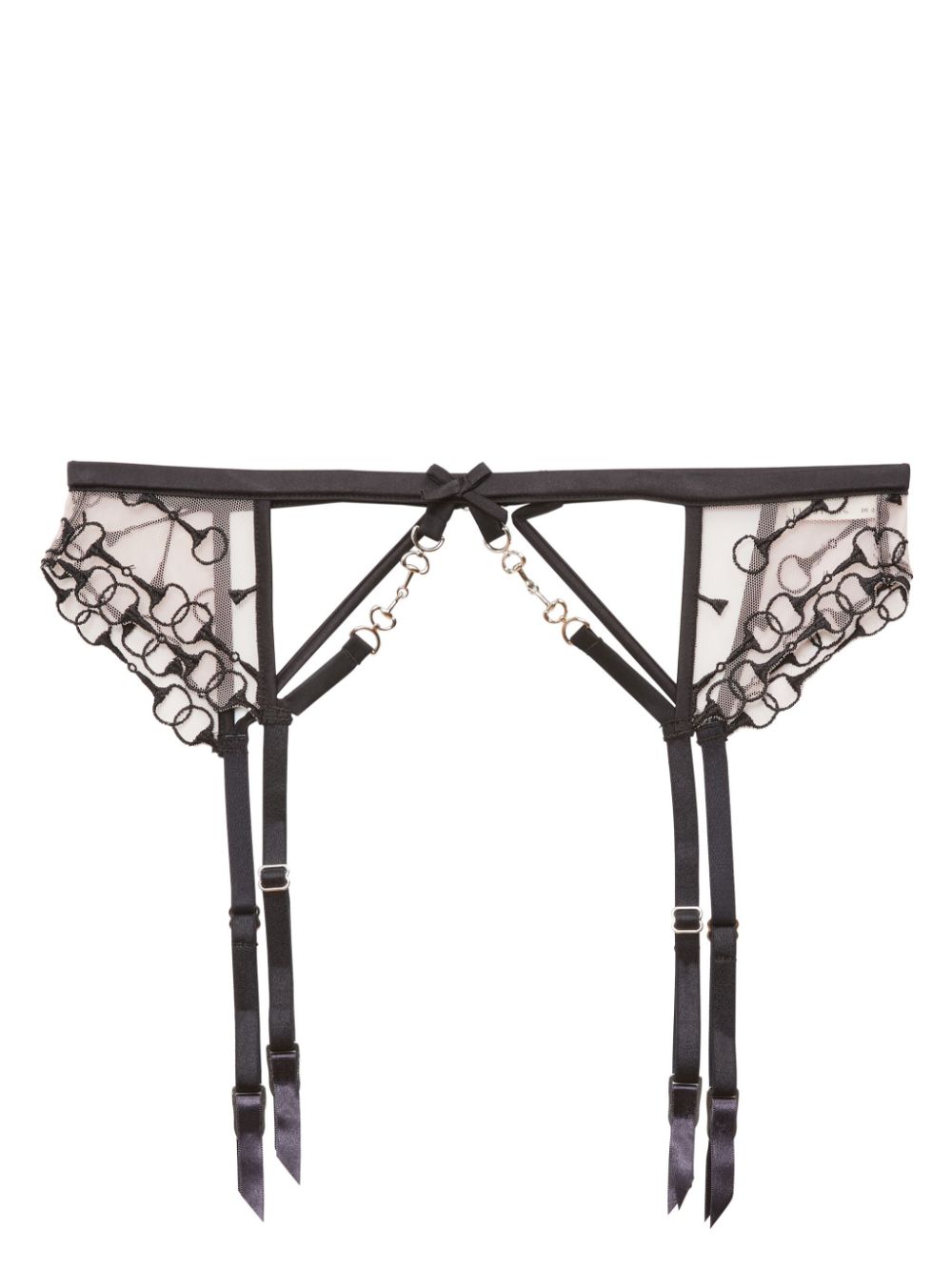 Garter embroidery bra - Black