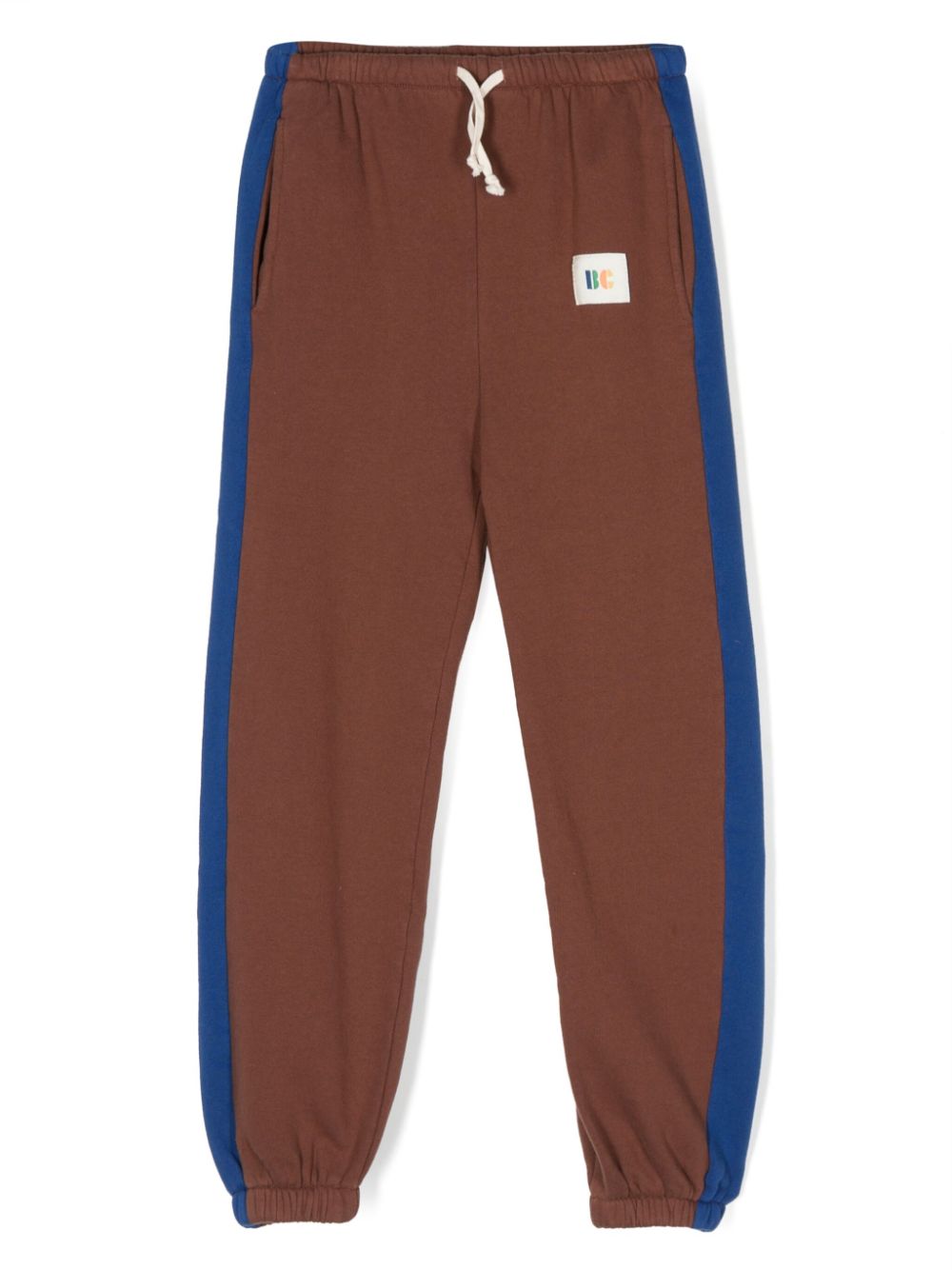 Logo-patch stripe-trim trousers - Brown