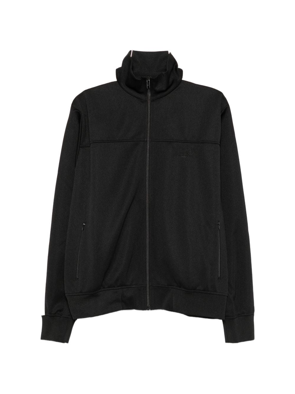 High-Neck Zip Sweatshirt — Black