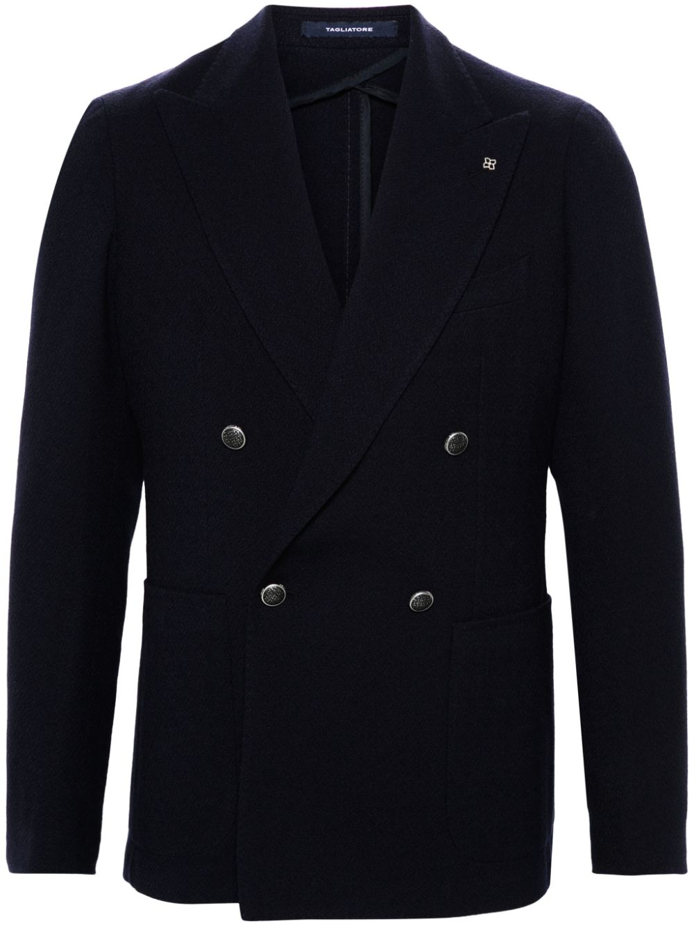 Double-breasted wool blazer - Blue