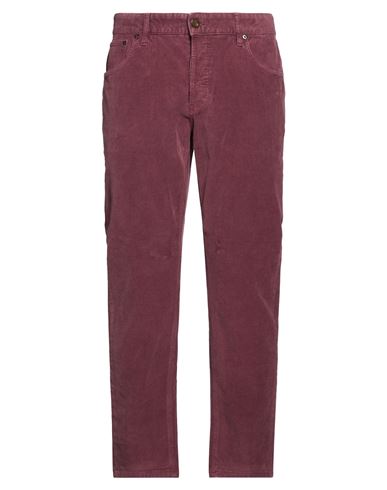 Man Pants Burgundy Size 33 Cotton, Elastane