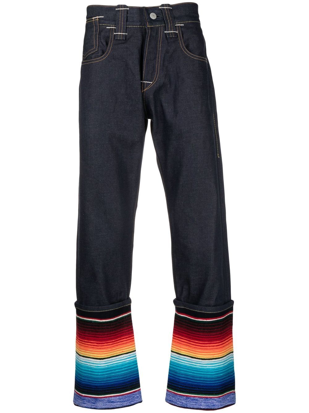 Stripe-detail straight-leg jeans - Blue