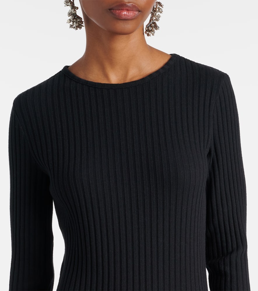 Ribbed-knit cotton-blend maxi dress