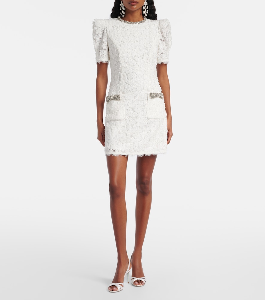 Bridal Dillon embellished lace minidress