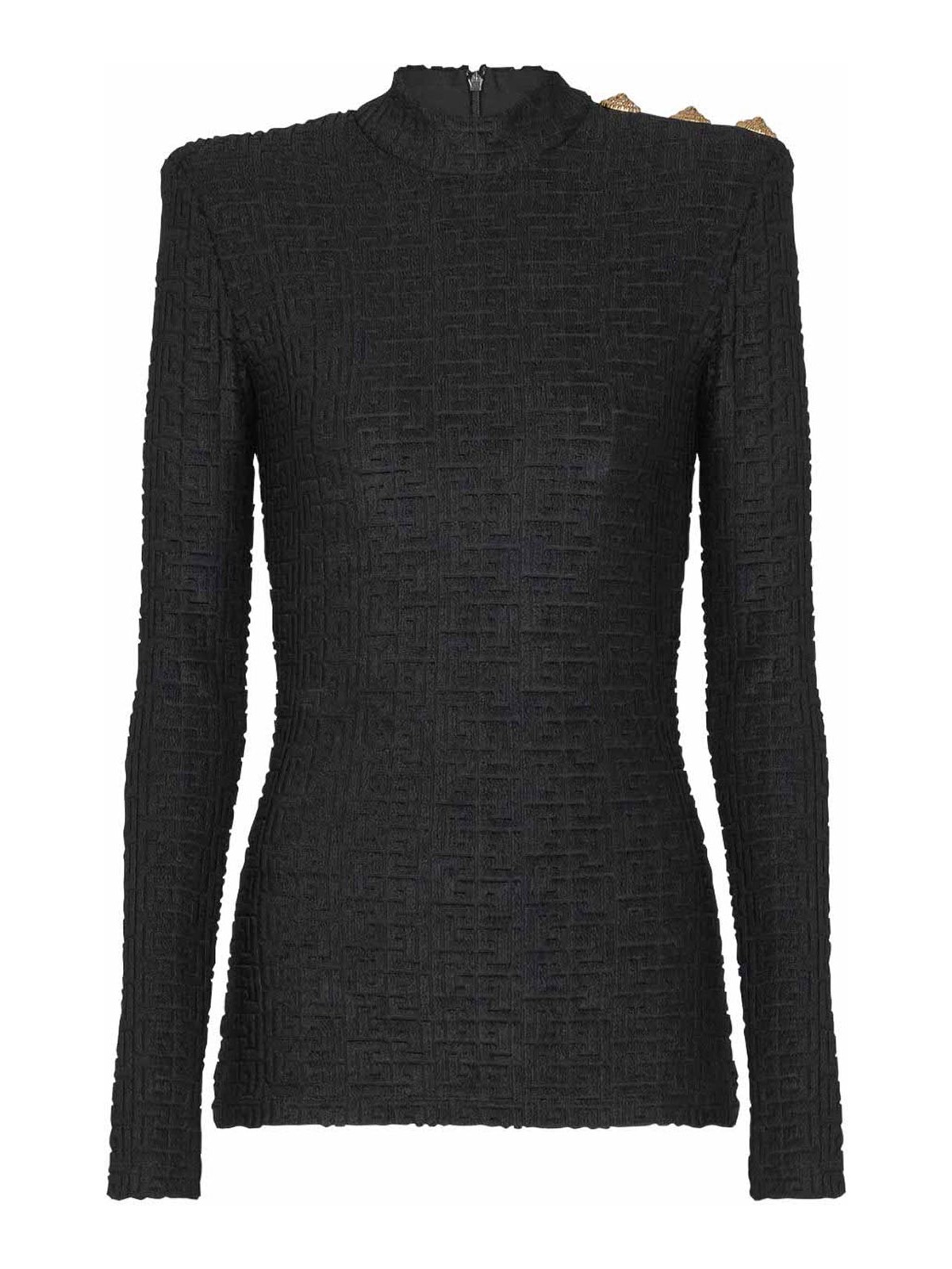 Balmain - textured mock neck long sleeve top