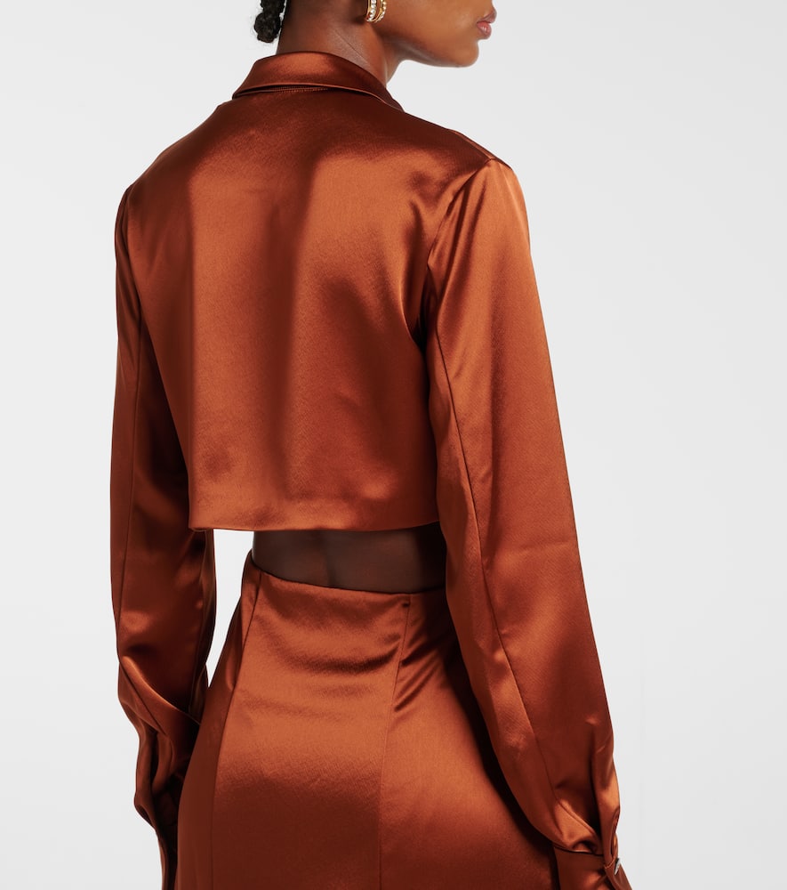 Hock gathered satin midi dress