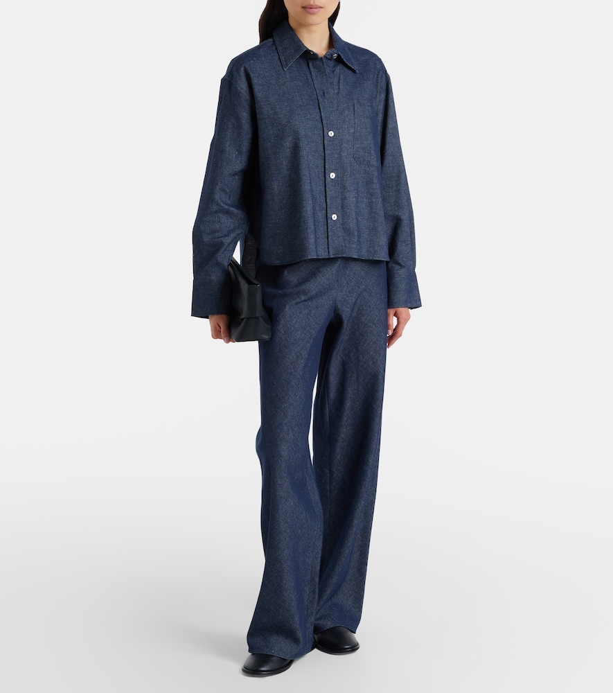 Cotton and linen chambray shirt
