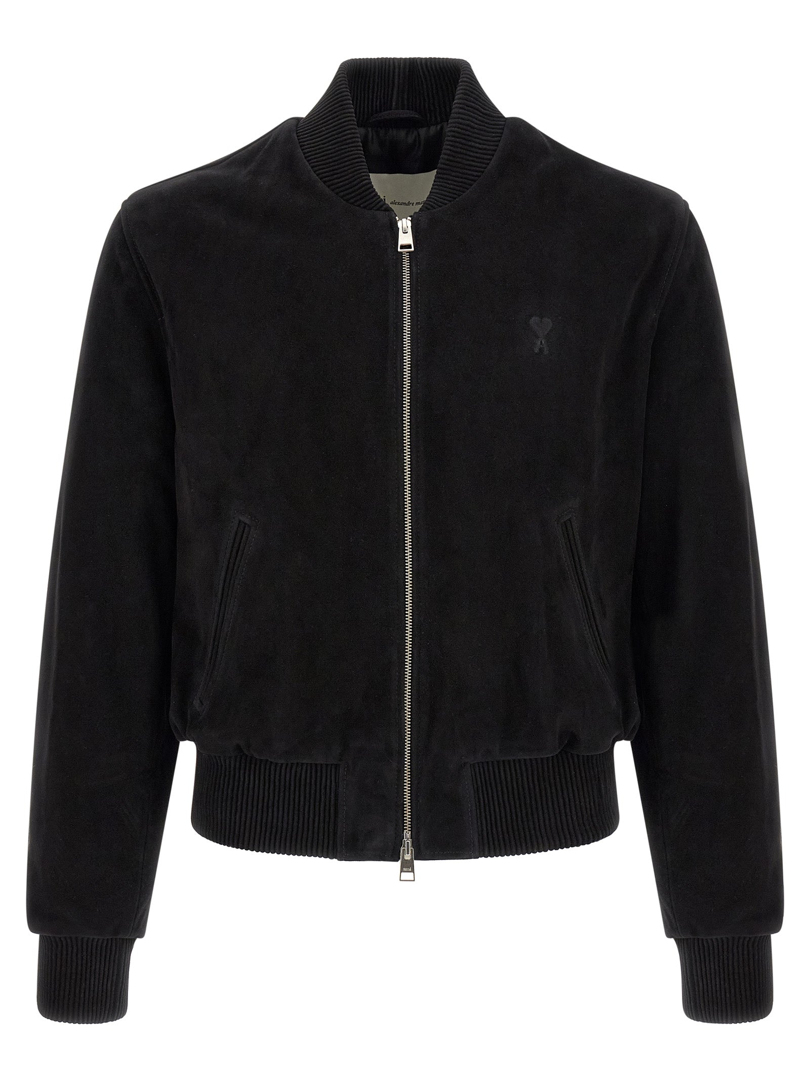 Goatskin Suede Bomber Jacket — Black