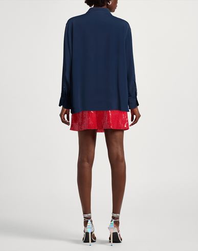 Woman Shirt Navy Size 10 Acetate, Silk