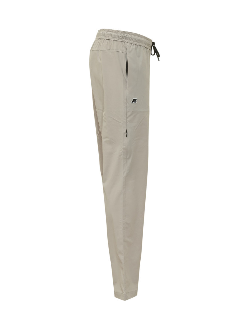 Beige Straight Drawstring Pants