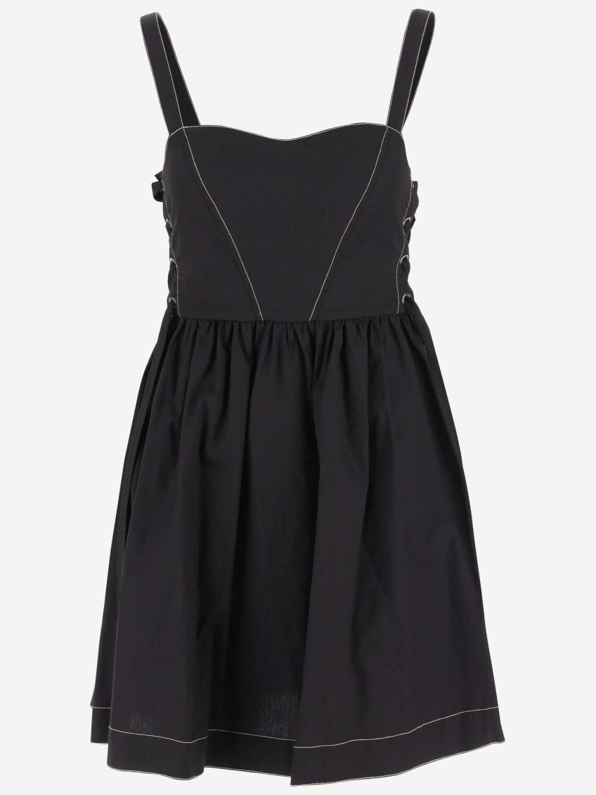 Lace-up cotton minidress - Black